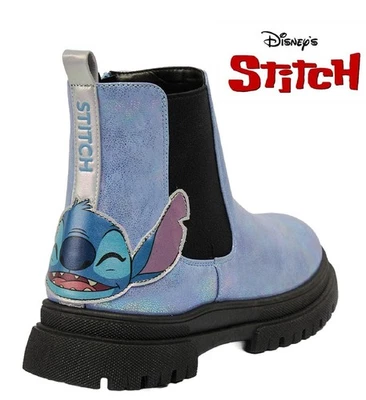 Disney Stitch Girls Purple Glitter Ankle Boots Girls Chelsea Boots Uk Size 10-3