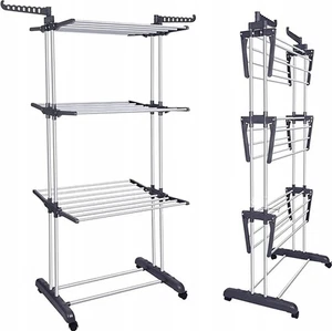 Wäscheständer , Platzsparend, Ergonomisch, 3-Ebenen, Kunststoff, Grau - Bild 1 von 6