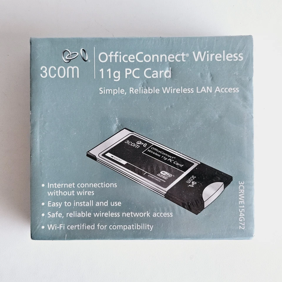 3Com OfficeConnect 3CRWE154G72 Wireless 11g PC Card Silver Black 802.11g 54Mbps - Image 1 of 4