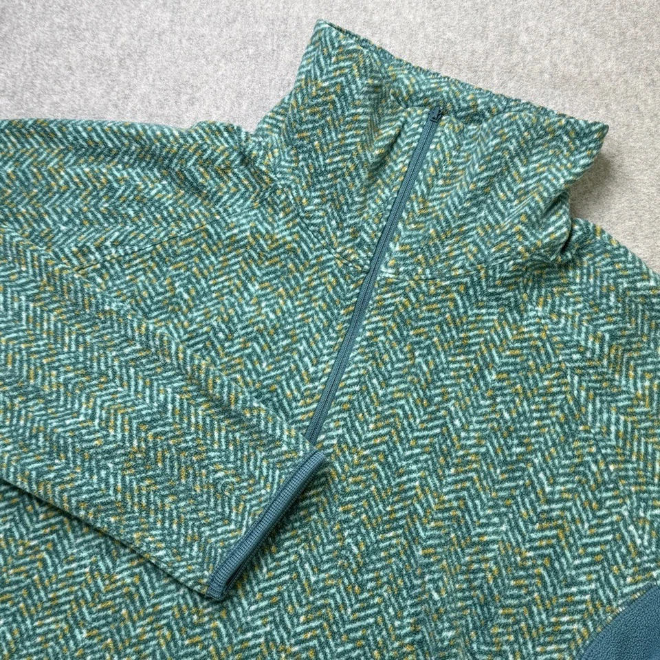 Pulôver feminino Columbia XL quarto de zíper lã estampado azul-petróleo macio quente top - Imagem 1 de 4