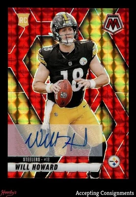 2025 Panini Mosaic Rookie Autographs Mosaic Red #318 Will Howard RC AUTO 163/199 - Image 1 of 2