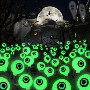 Solar Eyeball Lights Outdoor, 2 Pack 12LED Green Halloween Eyeball Lights Out... - Picture 1 of 8