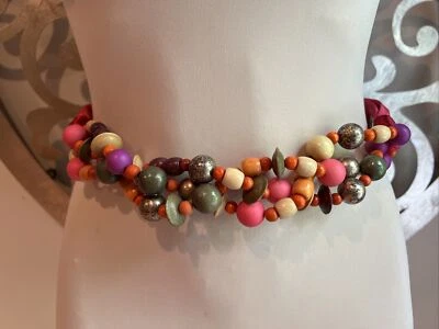 Cinturón Carolyn Tanner Designs Atlanta Cuentas de Madera Rosa Gancho Lazo Sujetador Foto 1 de 4