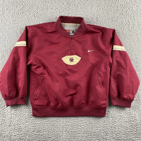 Vintage Nike Team Boston College Vented Red Pullover Jacket Youth Size Small Cover
