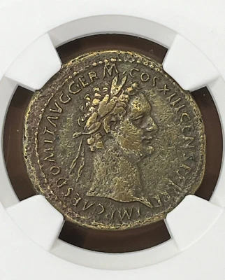 Domitian AE As Bronze Roman Coin AD 81-96, NGC XF - Image 1 of 4