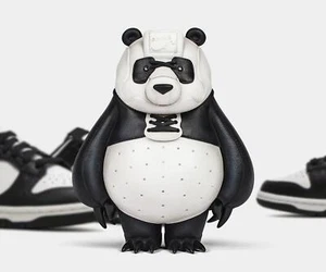 Fools Paradise Kakkoii Taiketsu Panda Black Vinyl Art Toy Figure Limited Edition - Foto 1 di 10