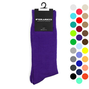 Feraricci Men Bold Colorful Solid Crew Casual Dress Socks Size 10-13 Shoe 8-12 