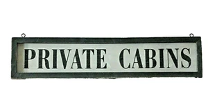 Rustic Framed Wood PRIVATE CABINS Sign 23" x 5" - Picture 1 of 1