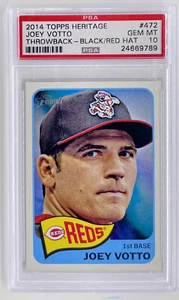2014 Topps Heritage JOEY VOTTO PSA 10 GEM Throwback Variation SSP #472 Reds Pop2 - Picture 1 of 2