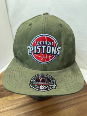 Detroit Pistons Hat Cap Mitchell And Ness Green Suede Like Fitted Hat Size 7 5/8 - Image 1 of 4