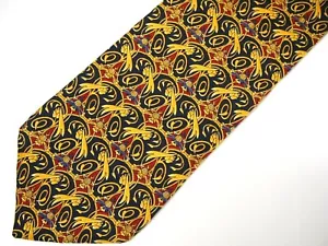 Aquascutum Mens Necktie Tie Gold Navy Blue Red Regal 60" - Picture 1 of 5