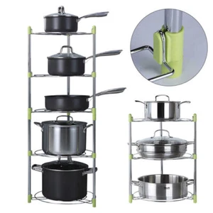 Modern 3/5Tier Kitchen Cook Pan Pot Holder Storage Saucepan Stand Organiser Rack - Picture 1 of 18