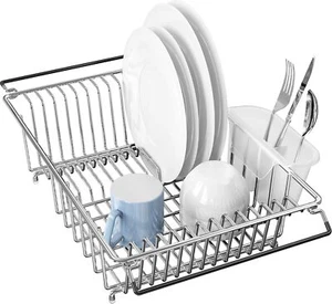 Over Sink Stainless Steel Dish Drainer Drying Rack with Utensil Holder - Picture 1 of 9