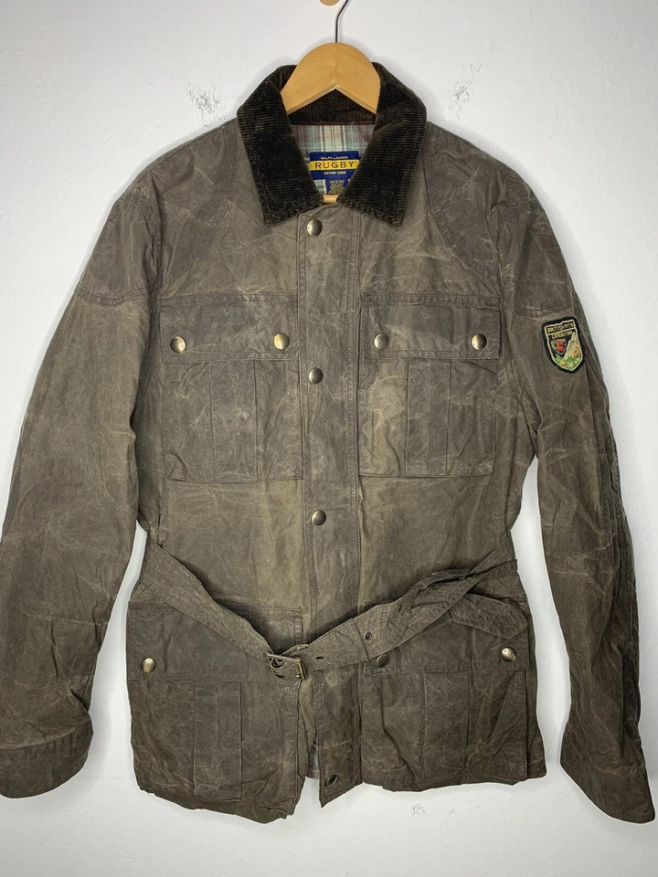 Ralph Lauren Rugby Medium Wax Oil RRL Biker Military Faux Leather Polo VTG Coat - Image 1 of 4