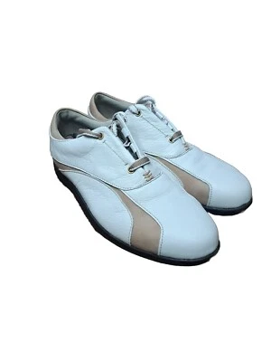 Sapatos femininos Footjoy 7M golfe branco coleção Lopro 97131 couro com cadarço - Imagem 1 de 4