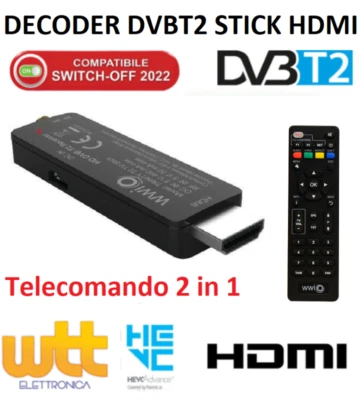 DECODER DIGITALE TERRESTRE DVB-T2 H265 HEVC RICEVITORE SMART FULL HD 2021 - Immagine 1 di 4