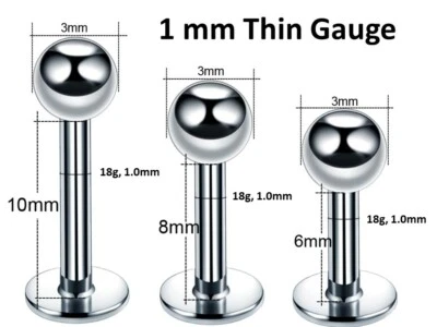 Labret Bar Helix Cartilage Tragus Lip Piercing Surgical Steel - Изображение 1 из 4