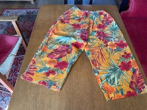 3/4tel Hose, Leinen, Ann Llewellyn, Gr. M 38, 40, Bunt, Blumen - Bild 1 von 5