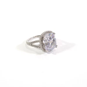 12 TCW Diamond Engagement Ring Halo Cushion Cut Simulated Diamond Ring For Her - Picture 1 of 11