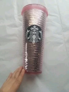 starbucks tumbler Pink Sequin 24oz No Straw - Picture 1 of 7
