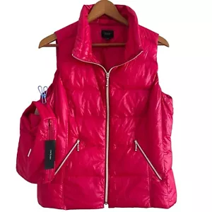 Coatology Down Quilted Puffer Vest Sz L Cherry Red Packable Classic Casual New - Picture 1 of 15