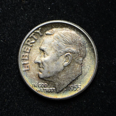 1955 Roosevelt Silver Dime BU+ Amazing Color (bb8466) Cover
