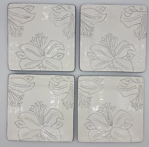 Laurie Gates ANTILLES Set of 4 White Canape Sandwich Plates 7" x 7" HTF - Picture 1 of 2