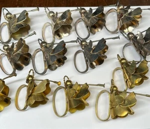 Vintage Set 13 8 versilberte 5 Messing Engel Hörner Serviettenhalter Ringe 2" - Bild 1 von 9