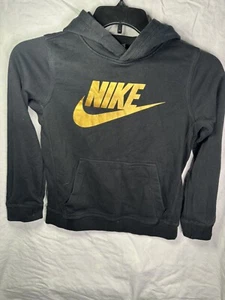 Nike Youth Pullover Hoodie Black with Gold Logo Medium - Worn - Picture 1 of 4