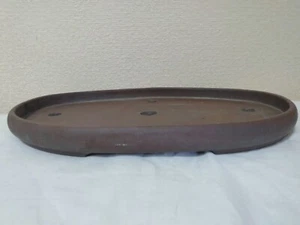 Japanese Bonsai Pot Signed Unglazed Oval Large Width 40 cm/ 15.75 in. - Picture 1 of 12