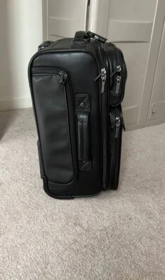 Brookstone Rolling Suitcase, Genuine Leather Luggage - Image 1 of 4