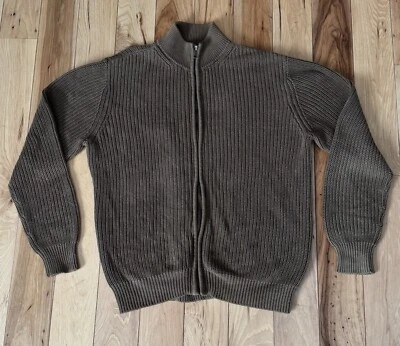 L.L. Cárdigan Bean Tan Cremallera Completa 100% Algodón Suéter, Hombre’s Grande, 0FHT4 Foto 1 de 4