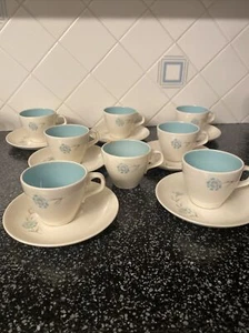 Taylor Smith Taylor Boutonniere Cups And Saucers. Set Of 7 + 1 Cup - Picture 1 of 9