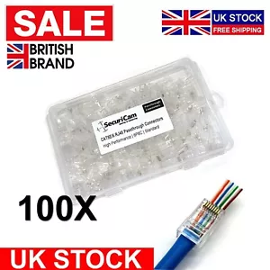 100 conectores push de alimentación Cat5e RJ45 de fácil ajuste para cable Ethernet de red - Imagen 1 de 12