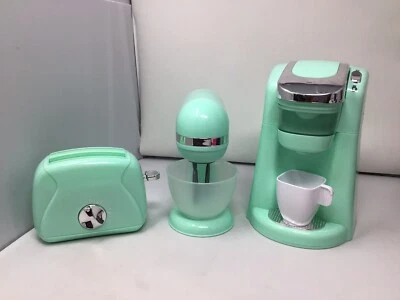 Classy Kitchen Appliance Trio Toaster Mixer Coffee Maker Kids Playset Teal - Image 1 of 4