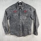 Affliction Black Premium Shirt Mens Large Button Up Live Fast Embroidered