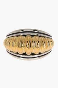 LAGOS 18K GOLD STERLING SILVER MED WIDE BOLD FLUTED RING SZ 7 RARE BNWT $1295 - Picture 1 of 12