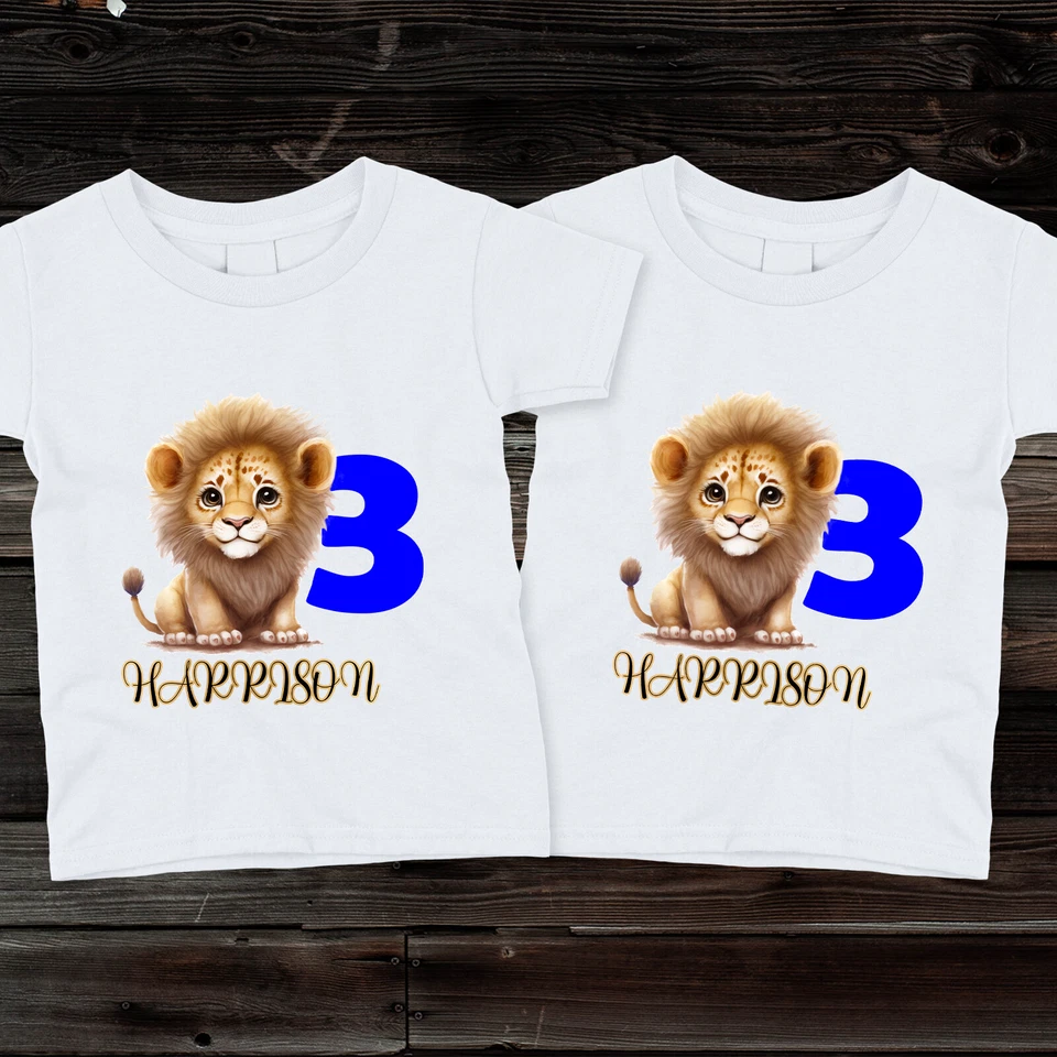 Camiseta de cumpleaños personalizada Young Little Lion para niños, niñas y niños pequeños Foto 1 de 1