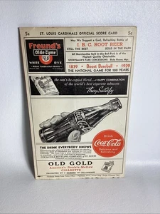 St. Louis Cardinals Scorekarte 1939 vs. Cincinnati unbenutzt - Bild 1 von 15