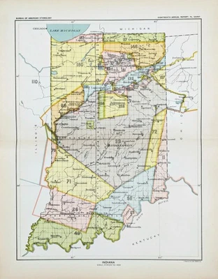 Mapa INDIA 1899 ORIGINAL CESIONES DE TIERRAS NATIVAS AMERICANAS POR TRATADO Foto 1 de 4