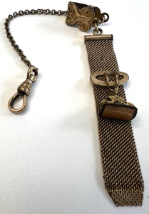 Antiker viktorianischer Taschenclip Mesh Gold gefüllt Uhr Anhänger Anhänger - Bild 1 von 5