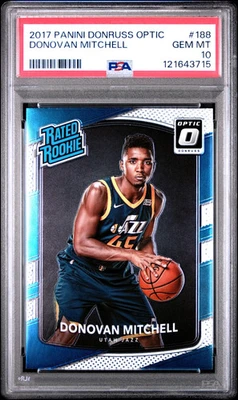 Panini Donruss Optic Donovan Mitchell #188 2017 PSA clasificación 10 novato radiocontrol Foto 1 de 2