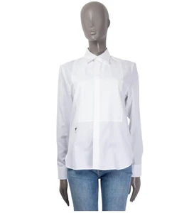 Christian Dior weißes Baumwollhemd mit schwarzer Hummel bestickt Oberteil FR34 S - Bild 1 von 11