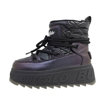 Buffalo Damenschuhe Stiefel Gefüttert Boots Schwarz Freizeit