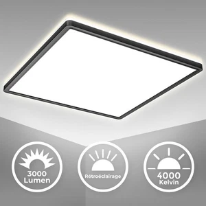LED Panel Ceiling Light Square Slim 22W Backlight 42cm Hallway Office Black - Picture 1 of 12