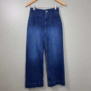 Anthropologie Pilcro Skipper Wide Leg High Rise Crop Jeans Pants sz 24 XS Denim - Picture 1 of 8