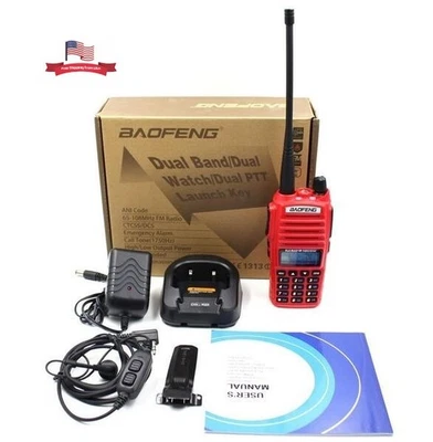 BaoFeng UV-82 5W Walkie Talkie Dual Band 144/430MHz Dual Display Red Ham Radio - Image 1 of 4
