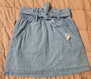 Cat & Jack Girls' Tie Waist Pull-On Jeans Skirt Light Wash - Size M (7/8) - Picture 1 of 1
