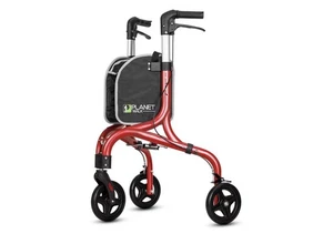 PLANETWALK Premium 3 Wheel Rollator Walker for Seniors-Ultra Lightweight - Red - Picture 1 of 6