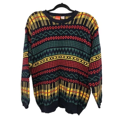 Suéter Grueso De Colección Años 90 Y2K Liz & Co Para Mujer LG Colorido Rayas Artístico Abuelo Foto 1 de 4